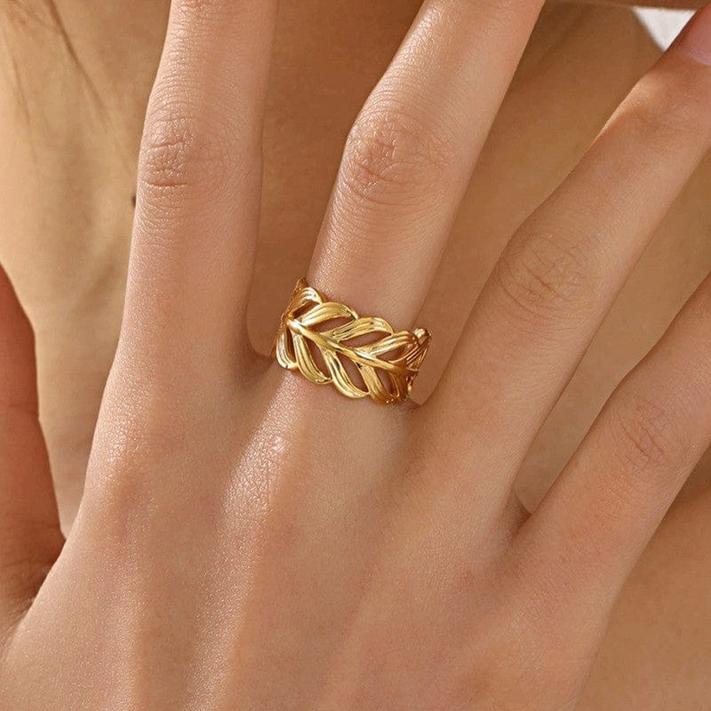 Leaf Contemporary Adjustable Ring-Gold ABDR3028